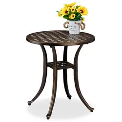 Relaxdays Antiker Gartentisch rund Gold,Schwarz