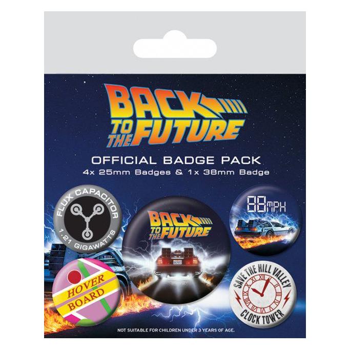 Pyramid BACK TO THE FUTURE - Pack 5 Badges - Delorean (BP80559)