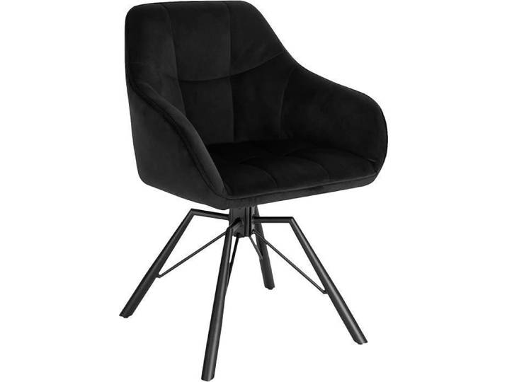 WOLTU Chaise Pivotante à 360° Chaise Salle à Manger Scandinave Fauteuil de Cuisine en Velours Noir W0ATT0020-1