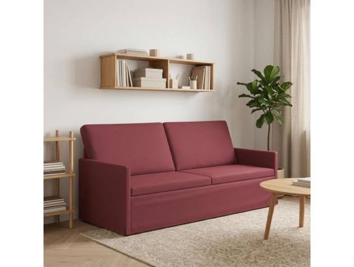 3-Sitzer Sofa Weinrot 190 x 81 x 82 cm Stoff Metallrahmen,Kissenrücken-Design,100% Polyester,unterstützende Armlehnen,weiche Schaumstoffpolsterung