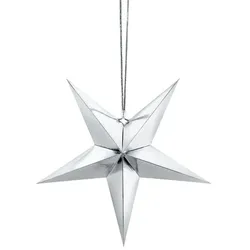 PartyDeco 50x Papierstern, 30cm, silber
