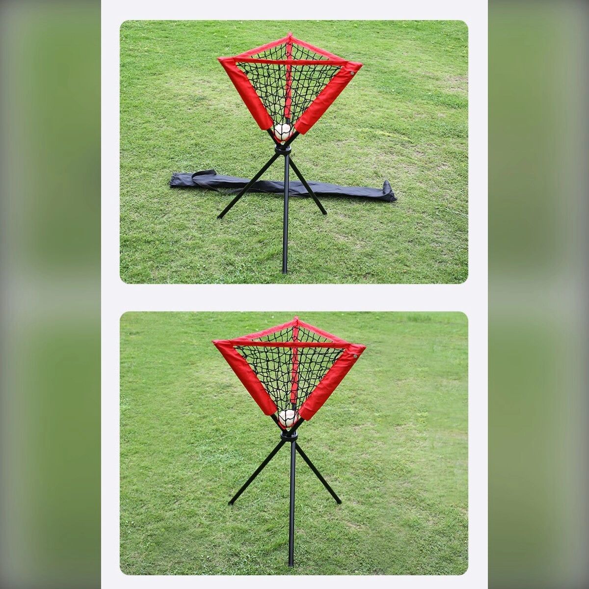INF Cadre de filet d'entraînement de baseball triangulaire - Cadre A en fer stable, filet polyester élastique et bordure