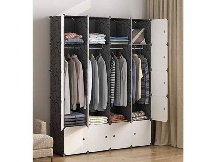 Armoire de Chambre Cube de rangement Penderie portable DIY 20 Cubes 5 étages