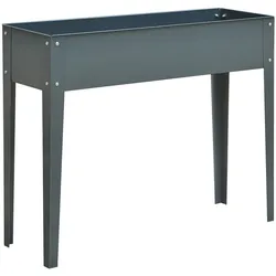 OKWISH Hochbeet Pflanzkasten aus Metall Dunkelgrau 100x30x80 cm auf Füßen mit 3 Abflusslöchern, platzsparend für Balkon Terrasse und Garten