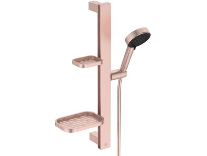 Ideal Standard Idealrain Alu+ douche combinée – Rosé Douchette (8 l/min)\, 2 types de jet commutables par rotation\, avec tablettes réglables\, BD586RO