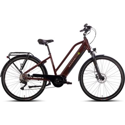 E-Bike SAXONETTE "Premium Sport (Trapez)" Gr. 45, rot (bordeaux, schwarz), Elektrofahrräder, Damen, 45cm, 28 Zoll (71,12cm), Pedelec, Elektrofahrrad für Damen, Topseller