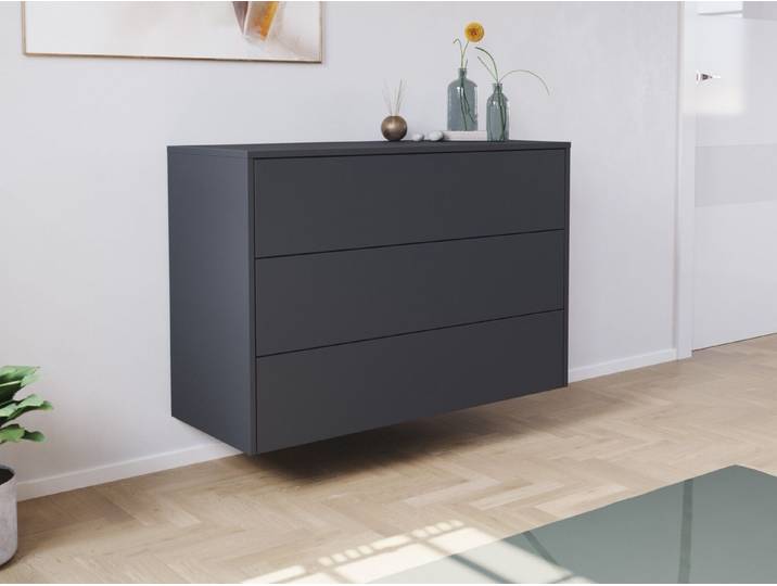 Magnolia Home Kommode Sideboard Kommode Hero B hängend 100cm 3 Pushauszüge Grafit