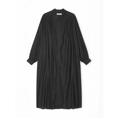 Maxikleid MOSHI MOSHI MIND "moshi moshi mind Dress golden", Damen, Gr. XS, Normalgrößen, schwarz (moonless night), Obermaterial: 60% Baumwolle, 40% Viskose, Kleider Maxikleid