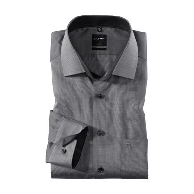 Businesshemd OLYMP "Luxor modern fit", Herren, Gr. 47, N-Gr, schwarz, Web, Obermaterial: 100% Baumwolle, modern fit, Hemden