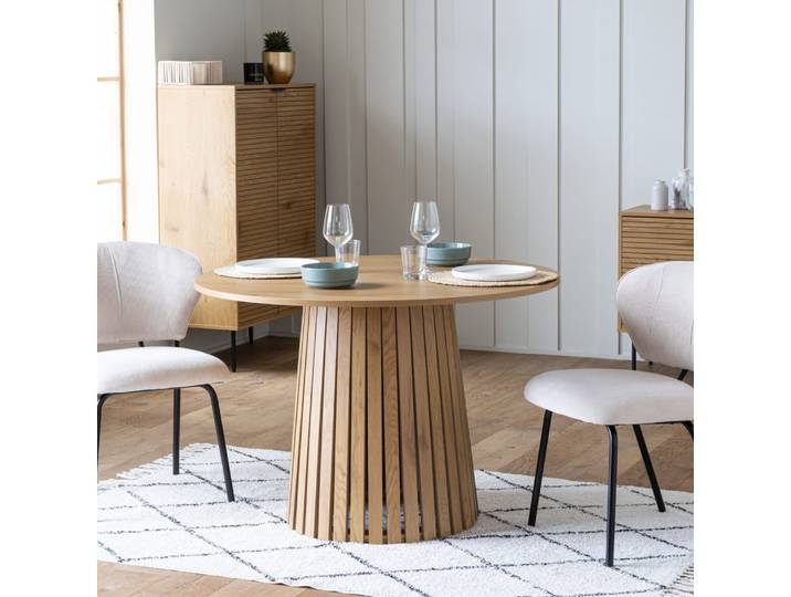 Table à manger ronde en bois style scandinave 110cm