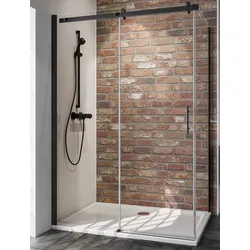 Schulte  Alexa  Style  2.0  Schiebetür  mit  Seitenwand  1200x900x2000  mm  Schwarz  inkl.  fixil-Siegel