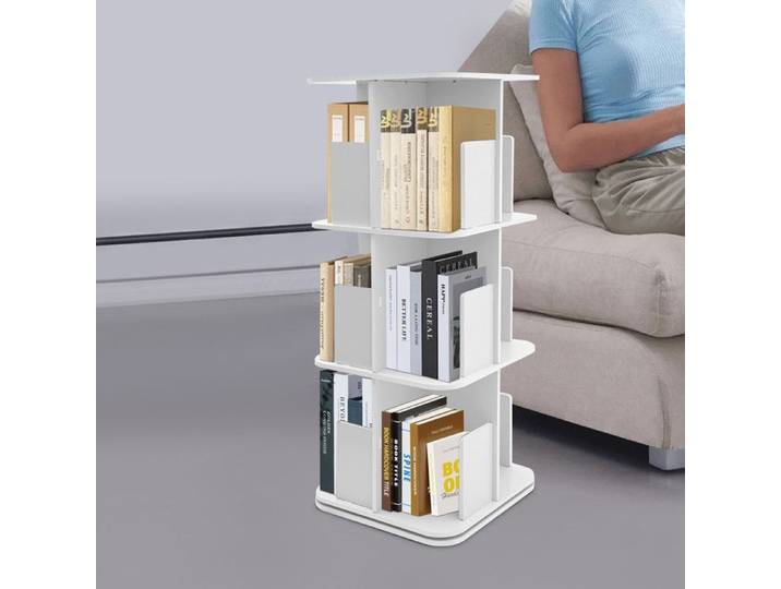 Bibliothèque rotative à 3 niveaux affichage rotatif à 360° étagère multifonctionnelle organisateur pour salon