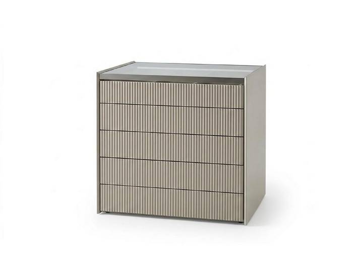 JVmoebel Kommode Kommode Modern Beige Glas Schubladenkommode Anrichte Sideboard (1-tlg)