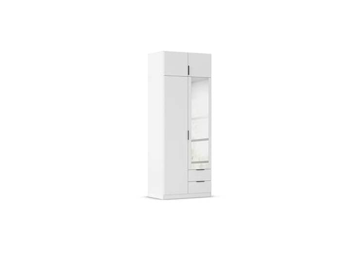 Rauch Möbel LAGOA, Kleiderschrank, Farbe Weiß, Breite 91 cm Schrank, 4-türig, Spiegel, 2 Schubladen, Zubehör Basic, für Schlafzimmer, Kinderzimmer, Babyzimmer, Garderobe