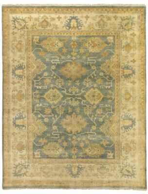 Exquisite Rugs Antique Weave Oushak hand-knotted New Zealand Wool Cobalt/Ivory Area Rug