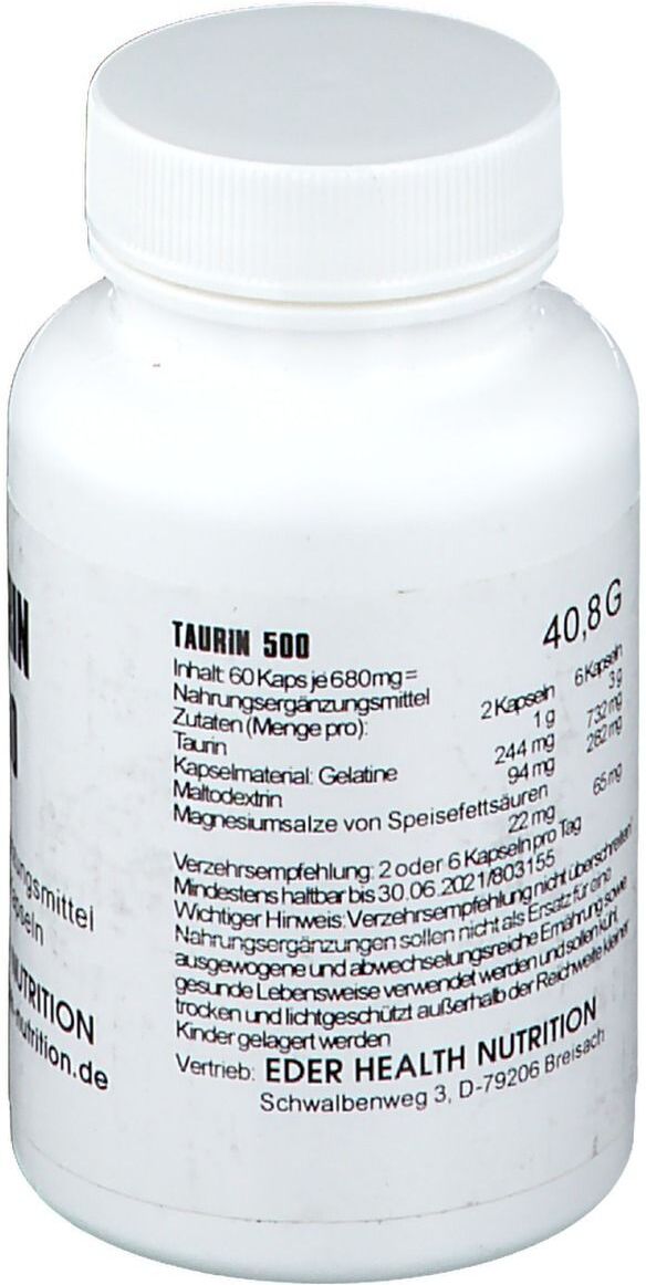 EDER Health Nutrition Taurin 500 Kapseln 60 St