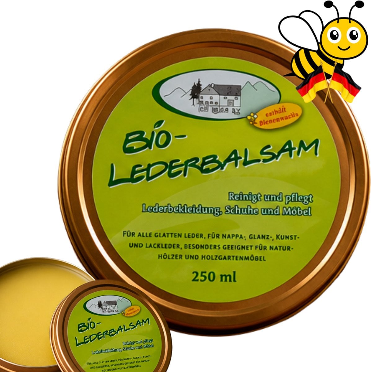 Biologische Ledercrème 250 ml - Universele Lederbalsem met Bijenwas voor Onderhoud van Leder
