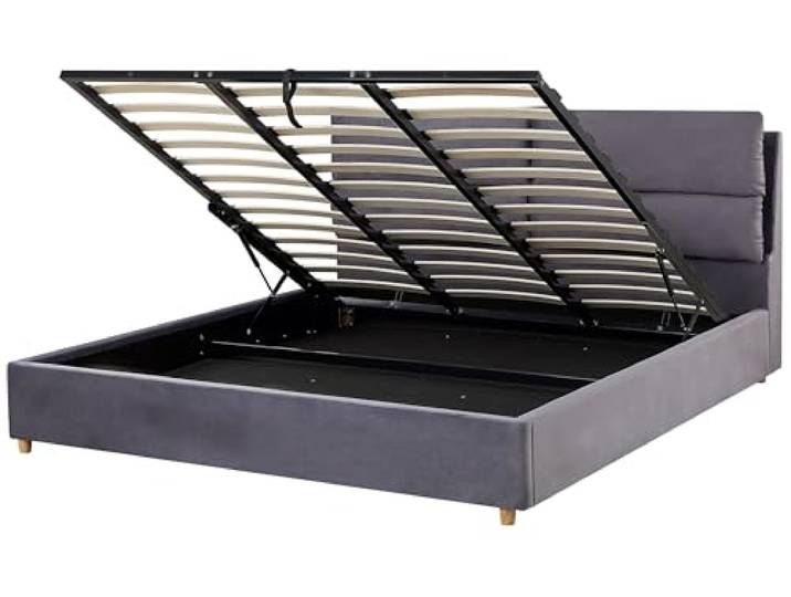 Beliani Schickes Doppelbett in Grau mit Bettkasten und Lattenrost 180 x 200 cm Batilly