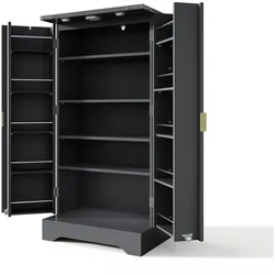 STILVORA Hochschrank MDF schwarz 120x60,5x40 cm mit LED-Sensorlicht