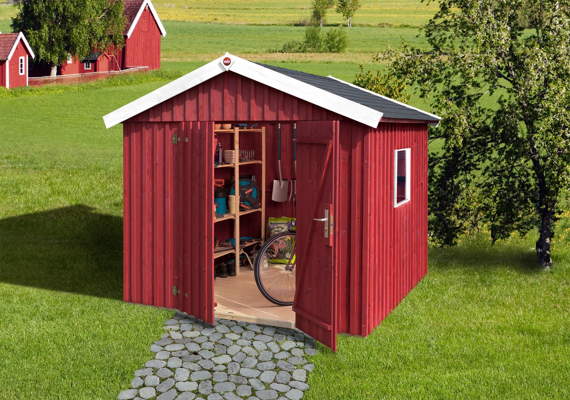 Gartenhaus WEKA "Schwedenhaus", weiß (schwedenrot, weiß), ohne Dacheindeckung, Massivholz, Gartenhäuser, Gartenhaus