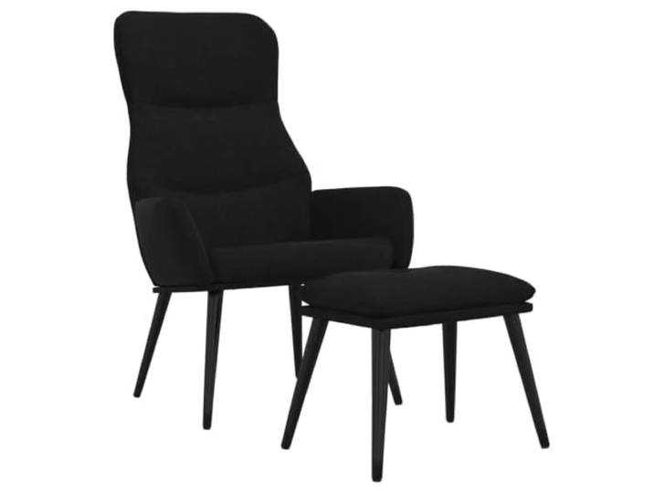 Makastle Relaxsessel mit Hocker Schwarz Stoff