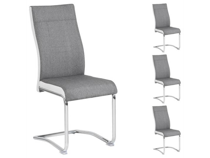 Idimex Esszimmerstuhl Alba 4er-Set grau/weiß, Grau, Weiß, Mode, 44x98x54 cm, Esszimmer, Stühle