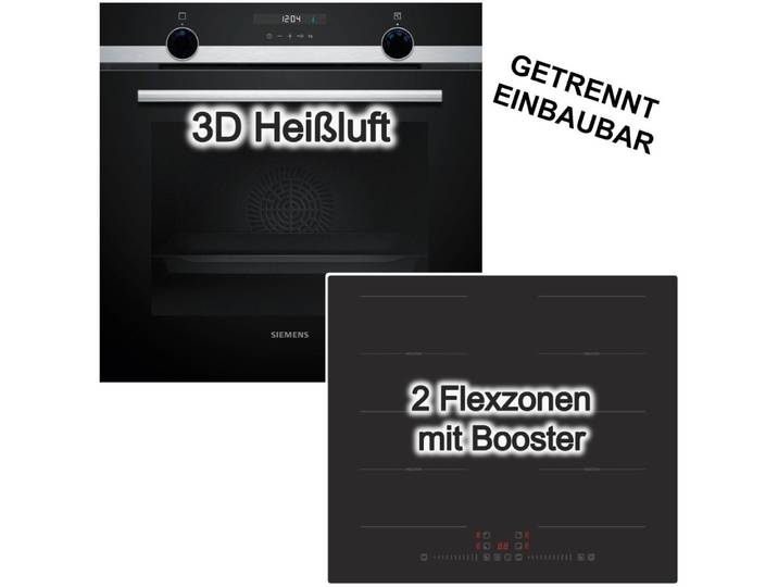 SIEMENS Backofen-Set Backofen 3DHeißluft Hydrolyse +PKM Induktionsfeld Flexzonen Boost, Hydrolyse