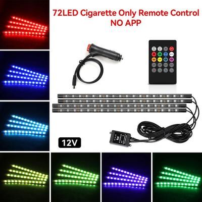 Inspired Living USB Car Interior Ambient Light Strips 48 LED With App And Remote Control 72led Remote Cig