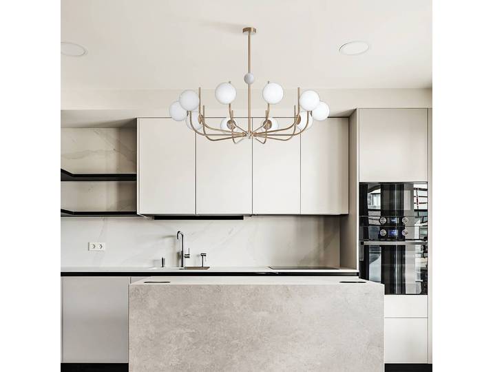 Suspension Rendez-Vous Ø 116cm Laiton 10 Verre dépoli / Métal mixte E14