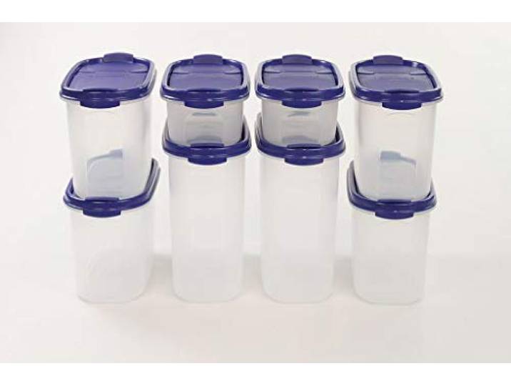 TUPPERWARE Eidgenossen 1,7L (2)+1,1L (4)+500ml (2) blau mit Schütte Modular