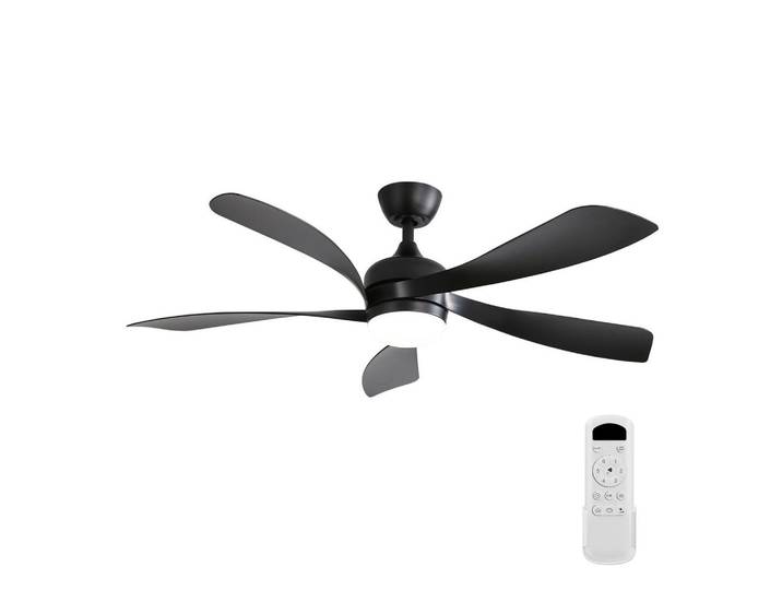 ComfortXL Deckenventilator De-16186 132 cm mit 3 dimmbaren Lichtfarben, Schwarz, Kunststoff, LED integrated, 131x35x131 cm, Lampen & Leuchten, Innenbeleuchtung, Deckenleuchten, Deckenleuchten
