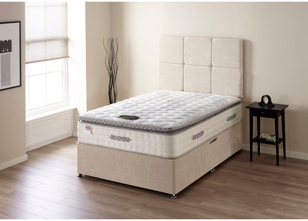 Ebern Designs 6000 Gold 33cm Pocket Sprung Memory Foam Pillow Top Mattress Cooling Technology Kingsize (5')