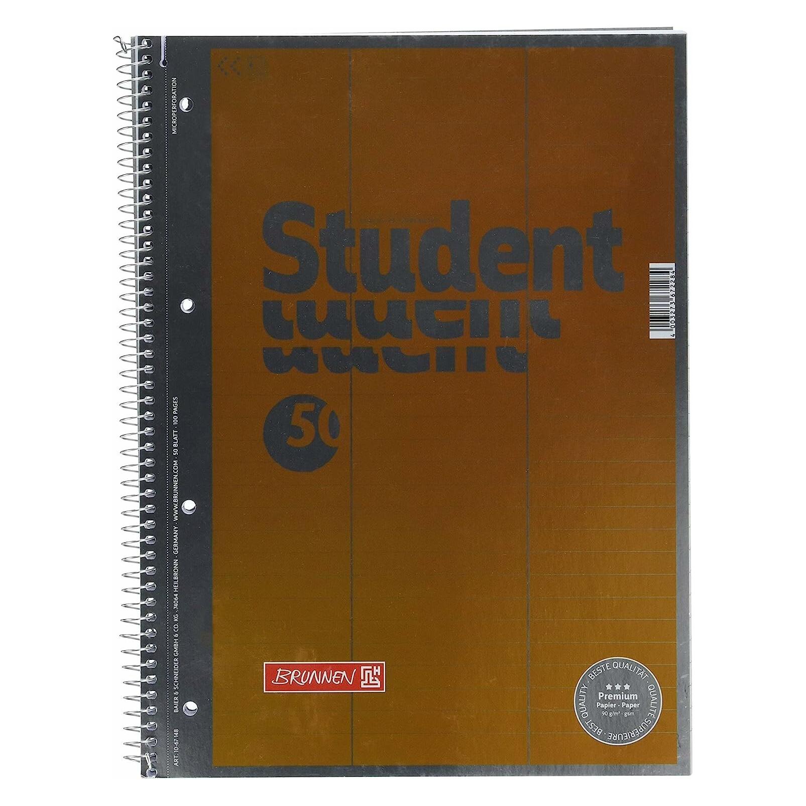 Brunnen Collegeblock Student Premium für Vokabeln Lineatur 54 liniert DIN A4 ohne Rand (A4, Liniert, Kein Einband) (1067148)