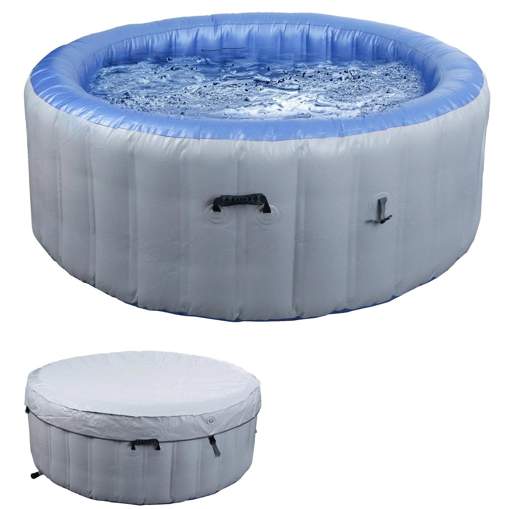 Whirlpool MCW-N97, Ersatz-Pool 4 Personen, In-/Outdoor aufblasbar PVC laminiert, rund Ø180cm ~ grau-blau