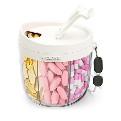 Niedlicher Pillenspender mit 7 großen Fächern, tragbarer Pillenflaschen-Organizer mit großer Öffnung für einfache Anwendung, Pillen-Organizer gegen Vermischung für Reisen, BPA-freier Pillenbehälter