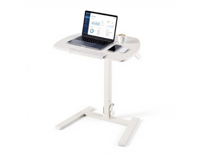 VEVOR Bureau Assis-Debout Réglable en Hauteur 650x480 mm Déjà Assemblé\, Plateau Inclinable\, Bureau Pliable pour Ordinateur Portable\, Télétravail et Maison\, 2 roulettes Dissimulées\, Charge Max. 15 kg