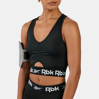 Sport-BH REEBOK "ID TRAIN RUCHED BRA", Damen, Gr. M, N-Gr, schwarz, Obermaterial: 86% Polyester, 14% Elasthan. Futter: 92% Polyester, 8% Elasthan, BHs Sport-BH, für Fitness, aus Polyester und Elasthan