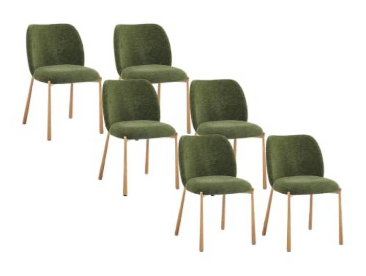 Vente-unique - Stuhl 6er-Set Jizak - Stoff Khaki Robustes Metallgestell Strukturierte Oberfläche
