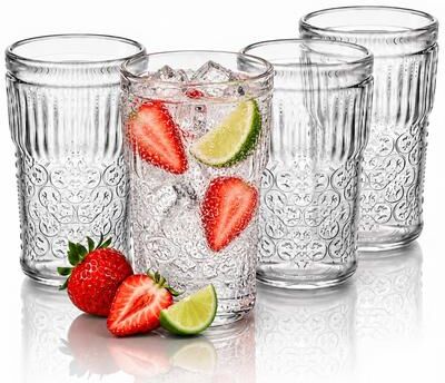 "Bormioli Rocco Italian Heritage Glass Water Glass Set - 5"" H x 5"" L x 3.12"" W"