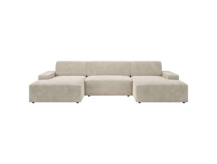 Trendmanufaktur Wohnlandschaft Wien, Creme, Kunststoff, 6-Sitzer, U-Form, 329x162 cm, Made in Europe, Rücken echt, Armteil links, rechts, Wohnzimmer, Sofas & Couches, Wohnlandschaften, Wohnlandschaft U-Form