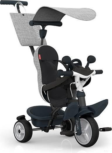 Smoby Baby Driver 3-in-1 Driewieler met verstelbare duwstang en stille wielen, grijs