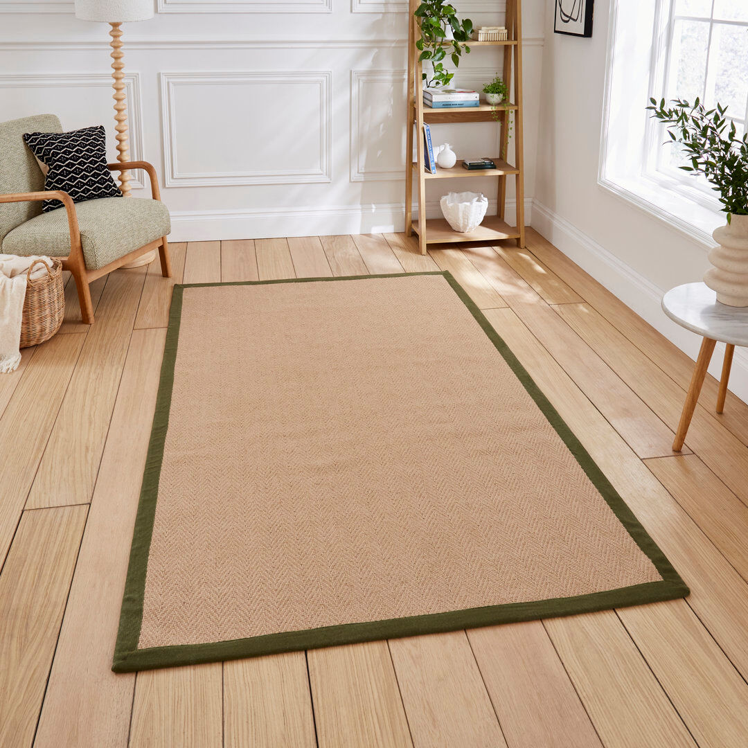 Bloomsbury Market Chevron / Zig Zag Hand Loom Area Rug Green Rectangle 120 x 170 cm