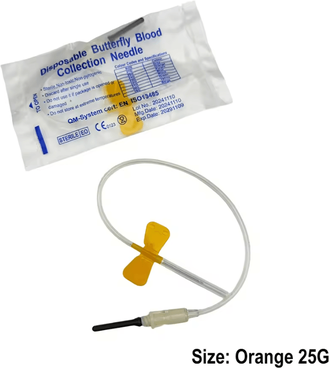 Inspire Curations Veterinary Butterfly Blood Collection Needles For Pet Care & Animal Clinics 50pcs Orange 25g