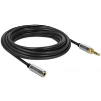 Klinkenverlängerungskabel 3,5mm 3Pin Stecker > Buchse schwarz, 5 Meter, mit 6,35mm Schraubadapter
