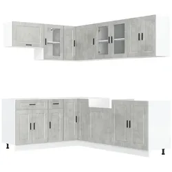 vidaXL 11-tlg. Küchenschrank-Set Porto Betongrau Holzwerkstoff