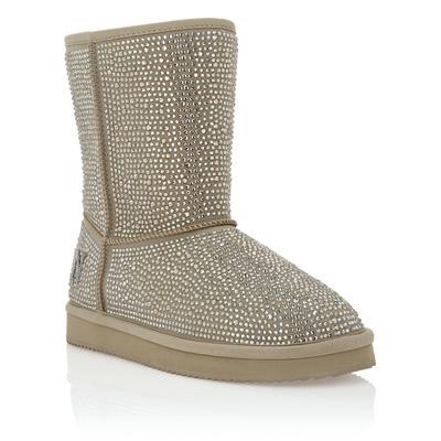 Schnürstiefelette PHILIPP PLEIN "Mit Schmucksteinen", Damen, Gr. 37, Normalschaft, beige (06, beige), Schuhe Schnürstiefelette