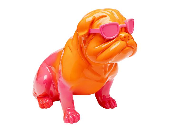 home24 Decoratief beeldje Fashion Dog 24 x 37 x 43cm oranje/roze/oranje