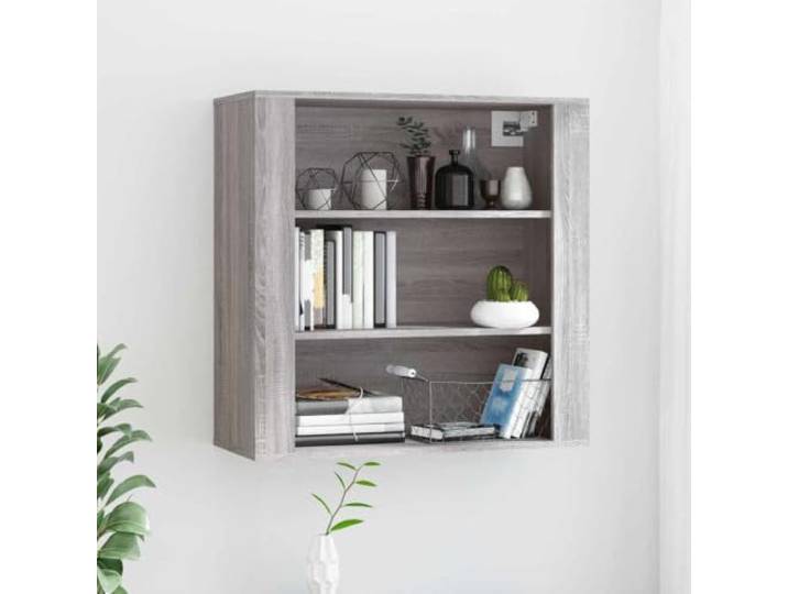 smnyxs Wandschrank Sonoma, grau, 80 x 33 x 80 cm, Holz 3 geräumige Einlegeböden, Wanddesign, Ingenieurholz, glatte Oberfläche, Sideboard-Aufstellung, inkl. Montageanleitung