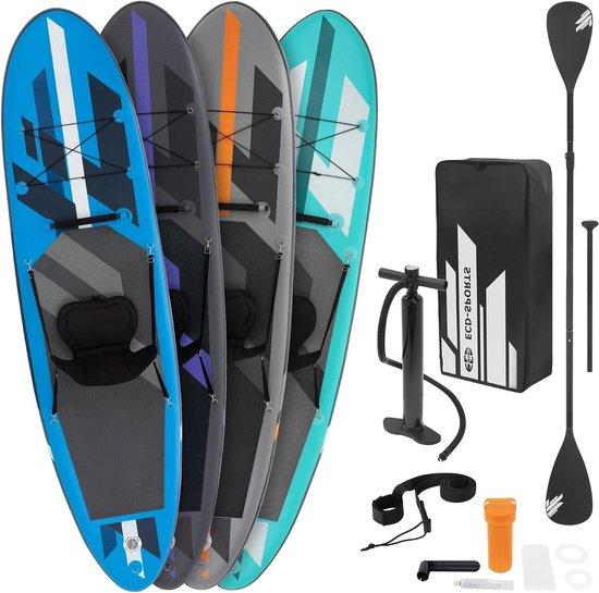 Aufblasbares Paddle Board - SUP-Set - Wassersportabenteuer - Inklusive Kajaksitz - 305 x 78 cm - Blau
