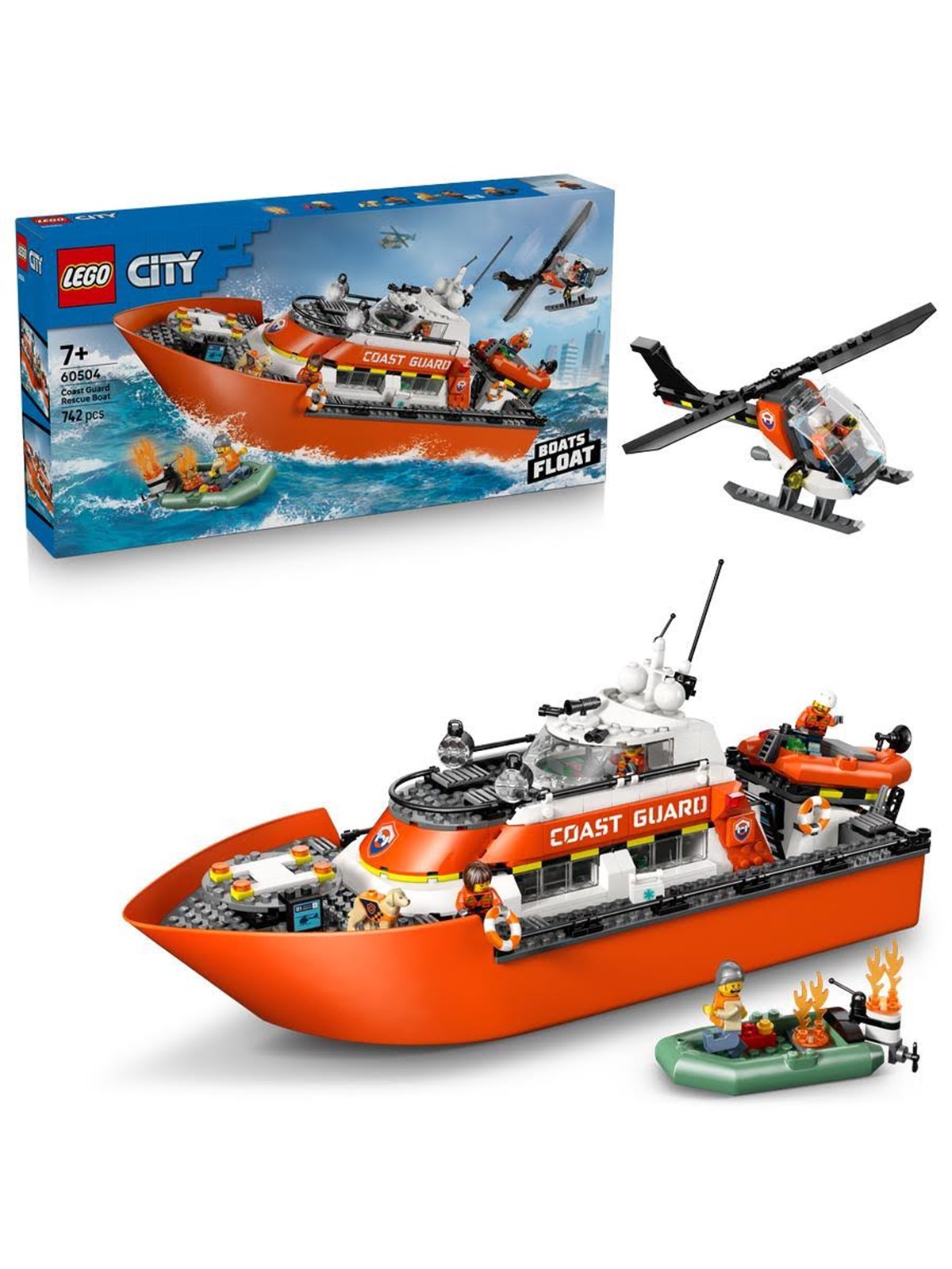 LEGO City 60504 Rettungsboot der Küstenwache mit Hubschrauber